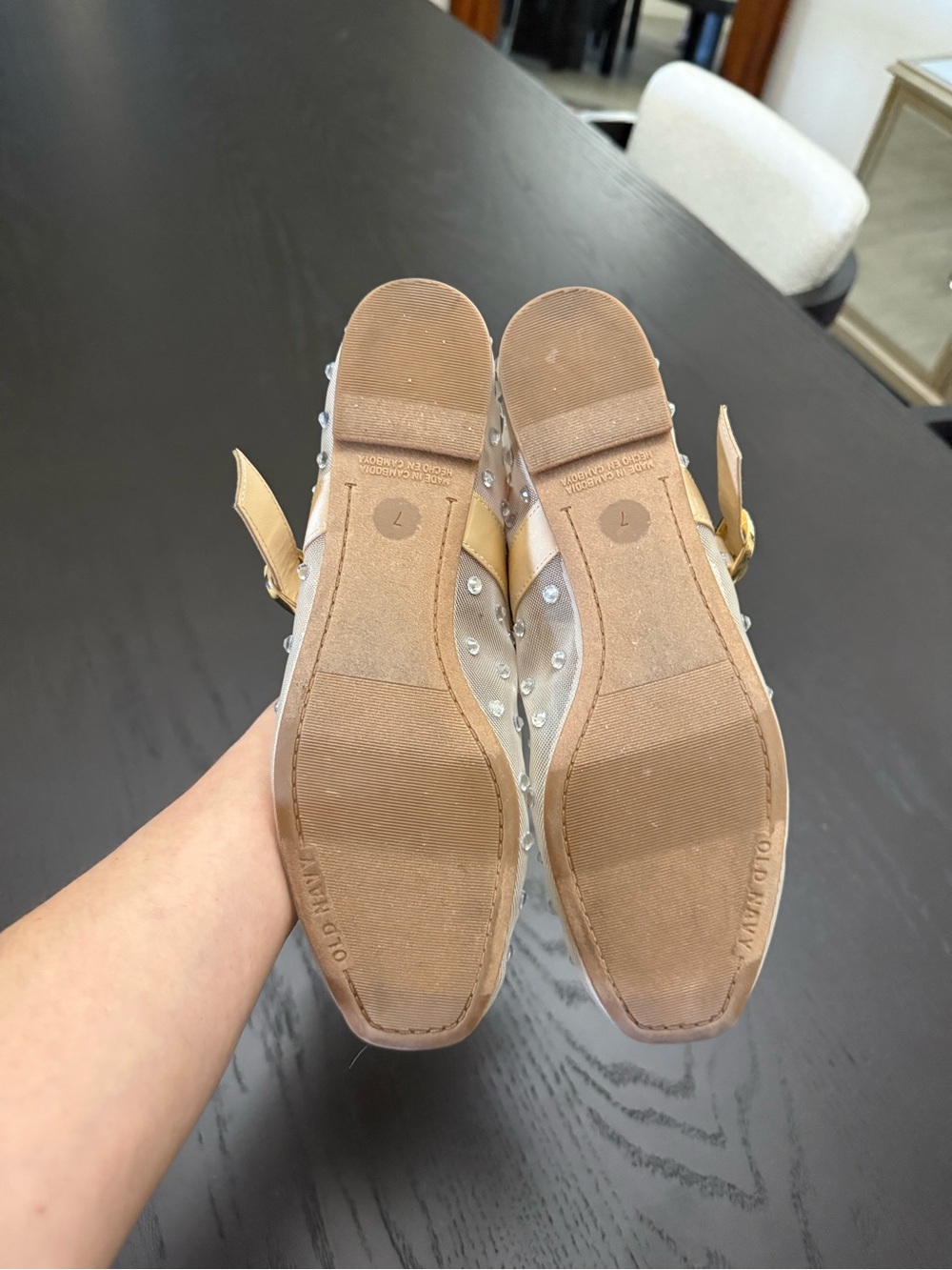 Studded Sheer Mary Jane Flats in Nude - Picture 8 of 8